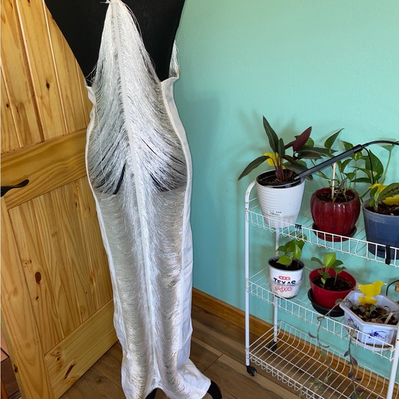 White Fringe Plunge Maxi Dress - Picture 3 of 3